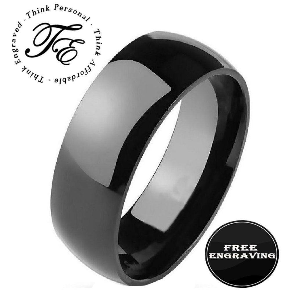 Personalized Engraved Women's Black Wedding Ring - Black Wedding Ring For Girls